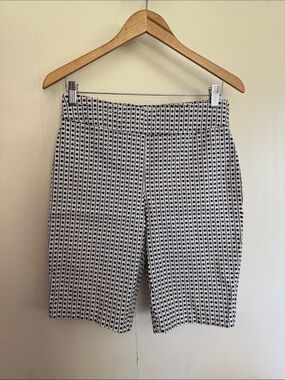 Chico's so slimming Black and White Geo Dot Bermuda Shorts